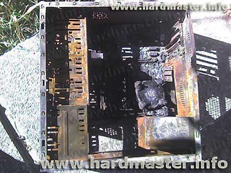 The burned-out system board unit