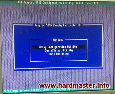 Adaptec 5805 BIOS menu
