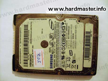 Утопленный HDD Samsung. На корпусе следы пожара и затопления