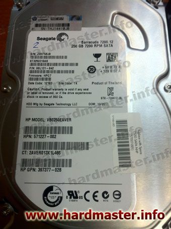 Failed disk HP VB0250EAVER (Seagate)