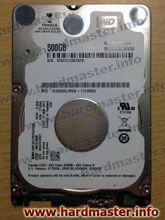 Восстановление WD5000LMVW-11CKRS0