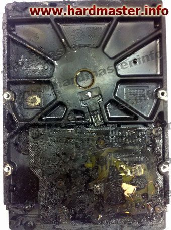 HDD после пожара, вид со стороны платы