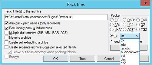 Программы для создания и пересылки списка каталогов и файлов