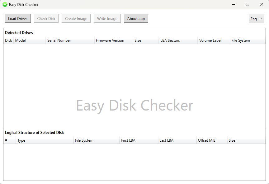 Easy Disk Checker - A simple program for reading/writing images, diagnostics, and software repair of HDD, SSD, USB flash drives, and memory cards