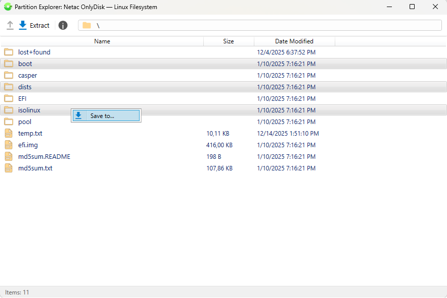 Explorer for copying information