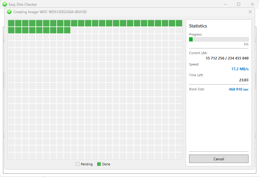 Disk Image Reading Window
