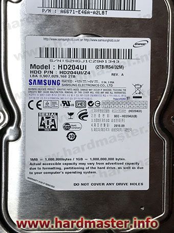 Диагностика ремонт и восстановление HDD Samsung HD204UI