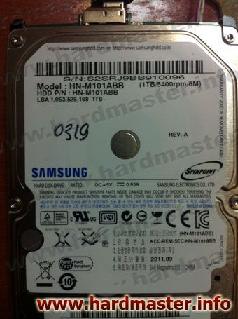 Ремонт диска Samsung HN-M101ABB