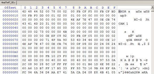 Заголовок видеофайла созданного видеорегистратором Pinetron