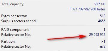 Смещение начала второго раздела Смещение начала второго раздела