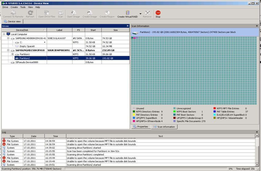 Рабочее окно программы R-Studio Рабочее окно программы R-Studio