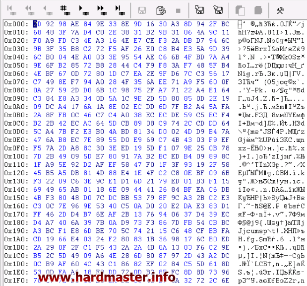 Зашифрованное содержимое 0-го сектора пользовательских данных Зашифрованное содержимое 0-го сектора пользовательских данных