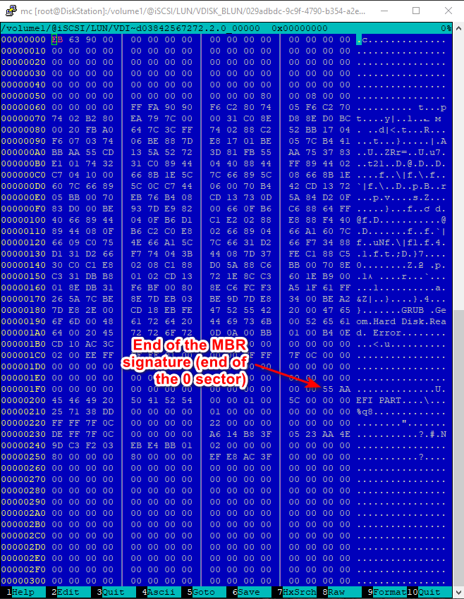 Synology Virtual Machine file container HEX view